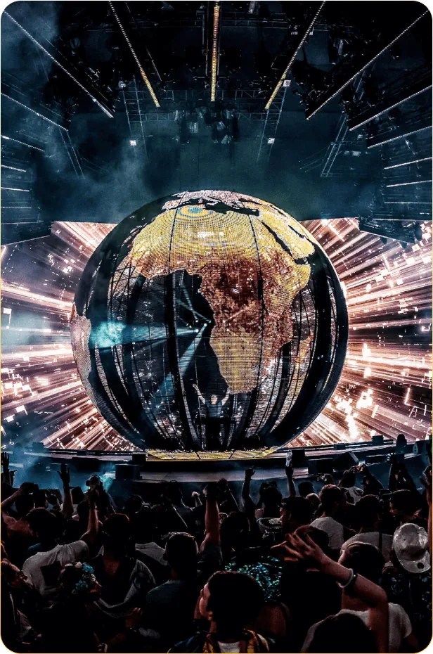Globe stage visual during a concert